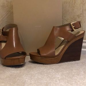 Michael Kors Josephine Wedge Leather Brown 10.5